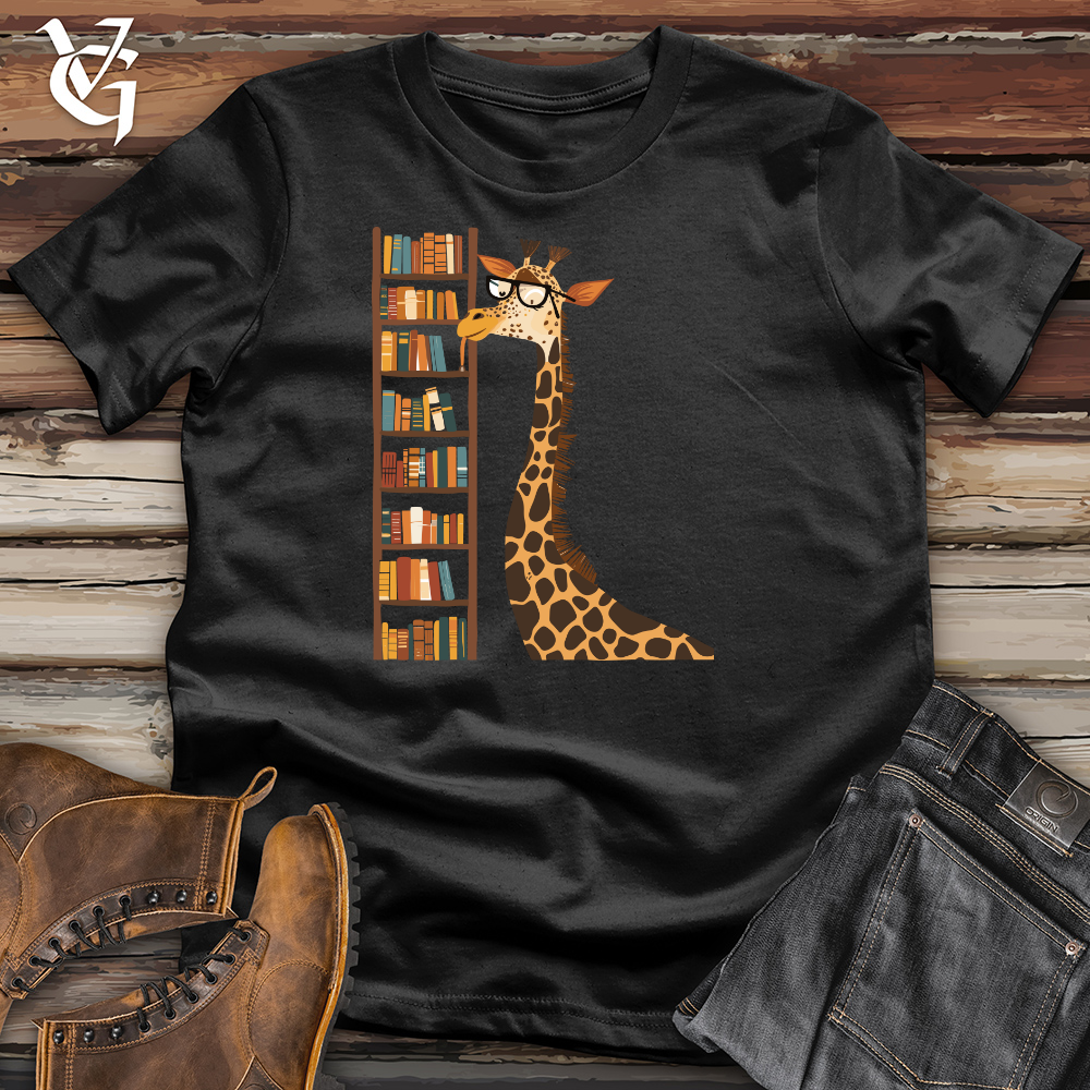 Viking Goods Giraffe Librarian Look Cotton Tee Black / L