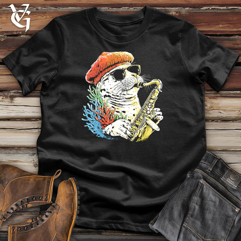 Viking Goods Leopard Seal Saxophone Softstyle Tee Black / L