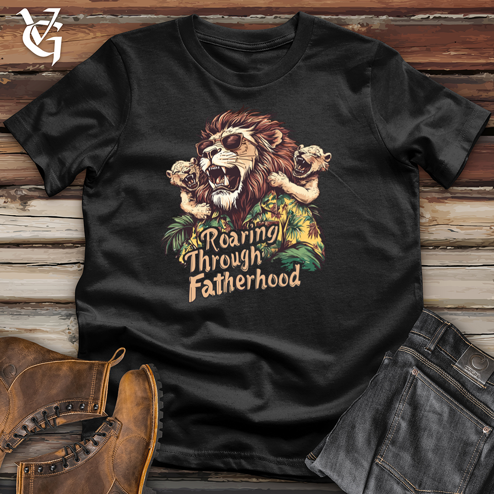 Viking Goods Lion Roaring Through Fatherhood Softstyle Tee Black / L