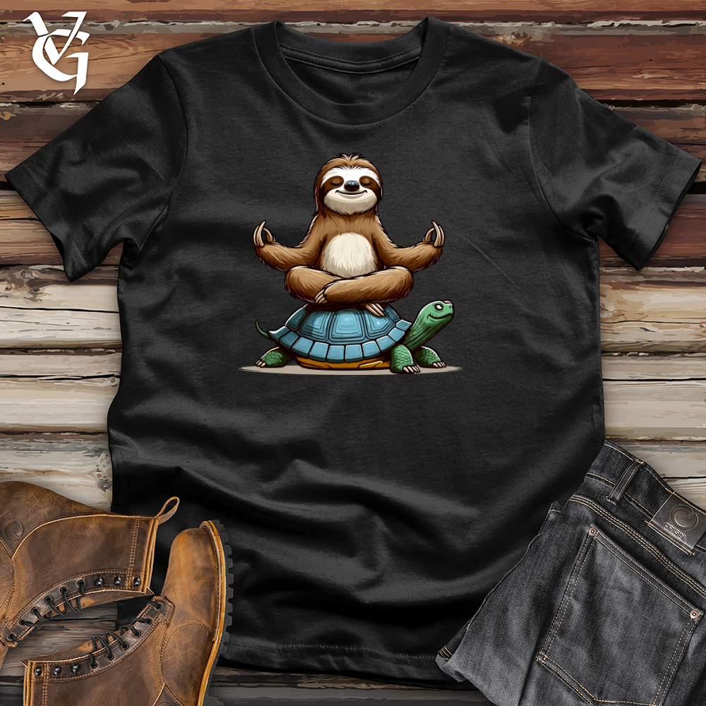 Viking Goods Meditation Sloth With Turtle Softstyle Tee Black / L