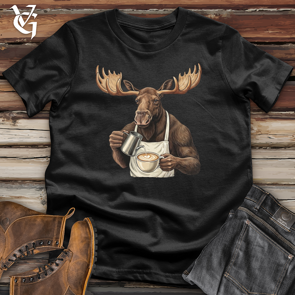 Viking Goods Moose With Coffee Tee Black / L