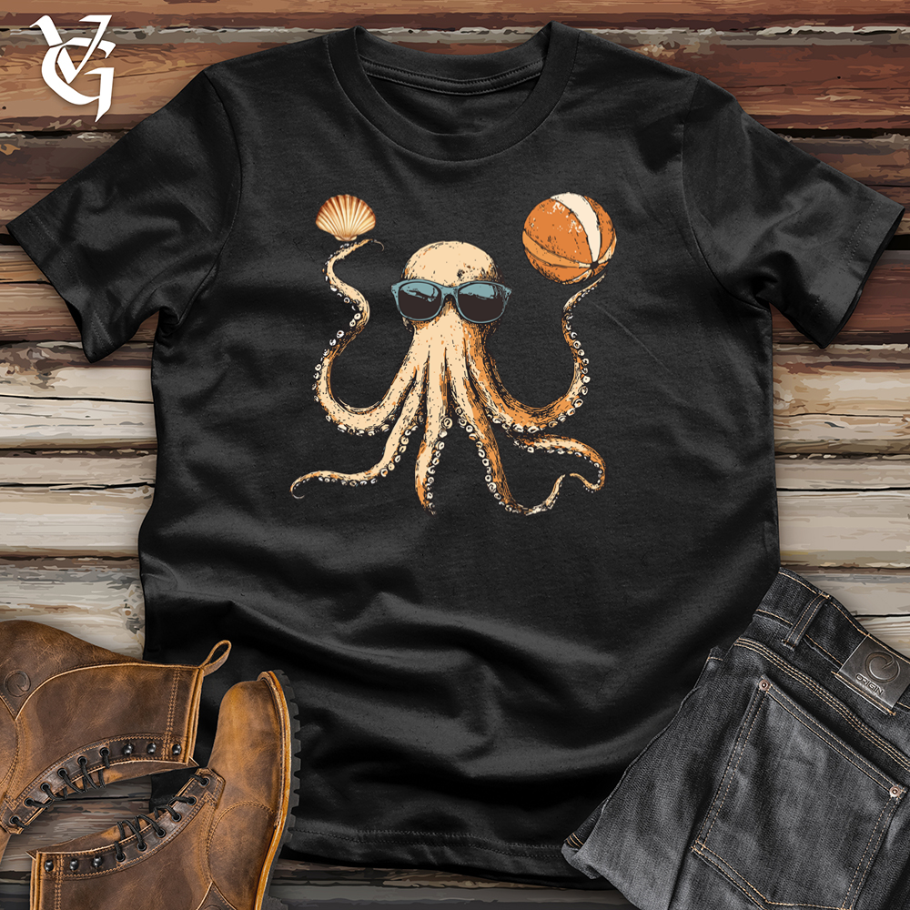 Viking Goods Octopus Beach Party Softstyle Tee Black / L