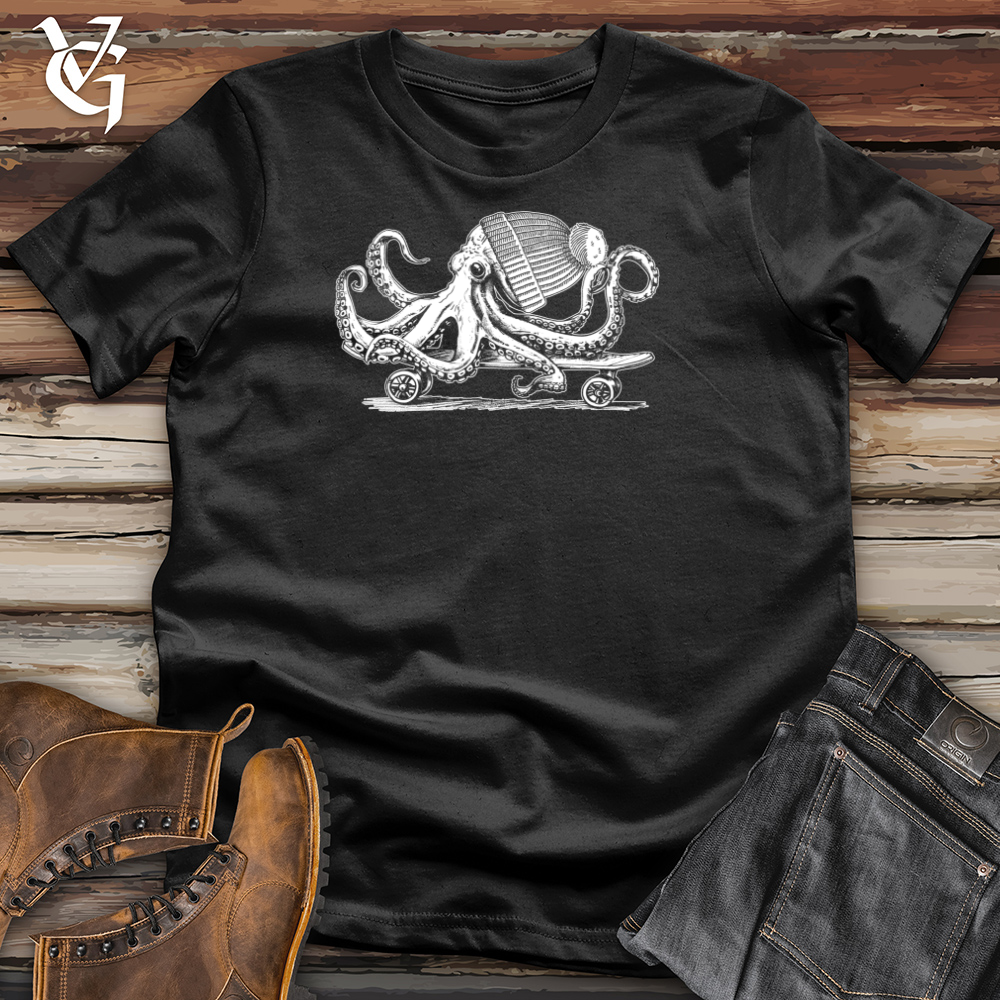 Viking Goods Octopus Chillin Skateboard Cotton Tee Military Green / L