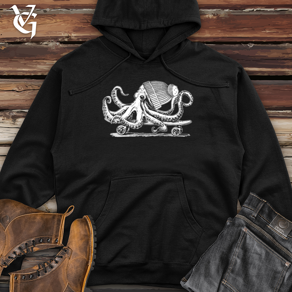 Viking Goods Octopus Chillin Skateboard Midweight Hooded Sweatshirt Black / L