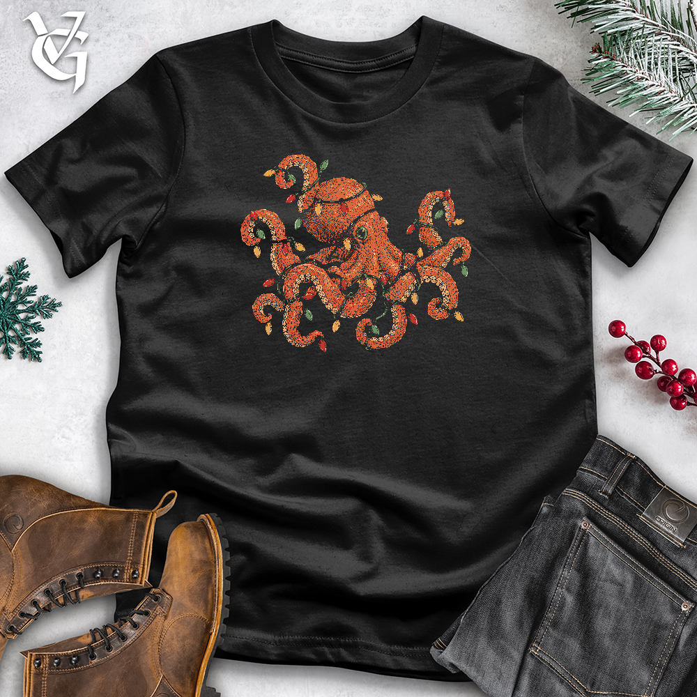 Viking Goods Octopus Christmas Lights Softstyle Tee Black / L