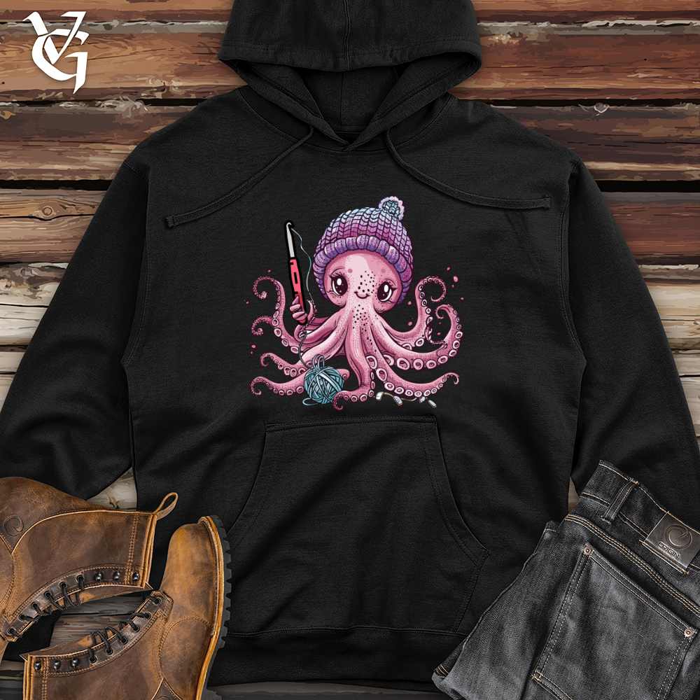 Viking Goods Octopus Crochet Midweight Hooded Sweatshirt Black / L