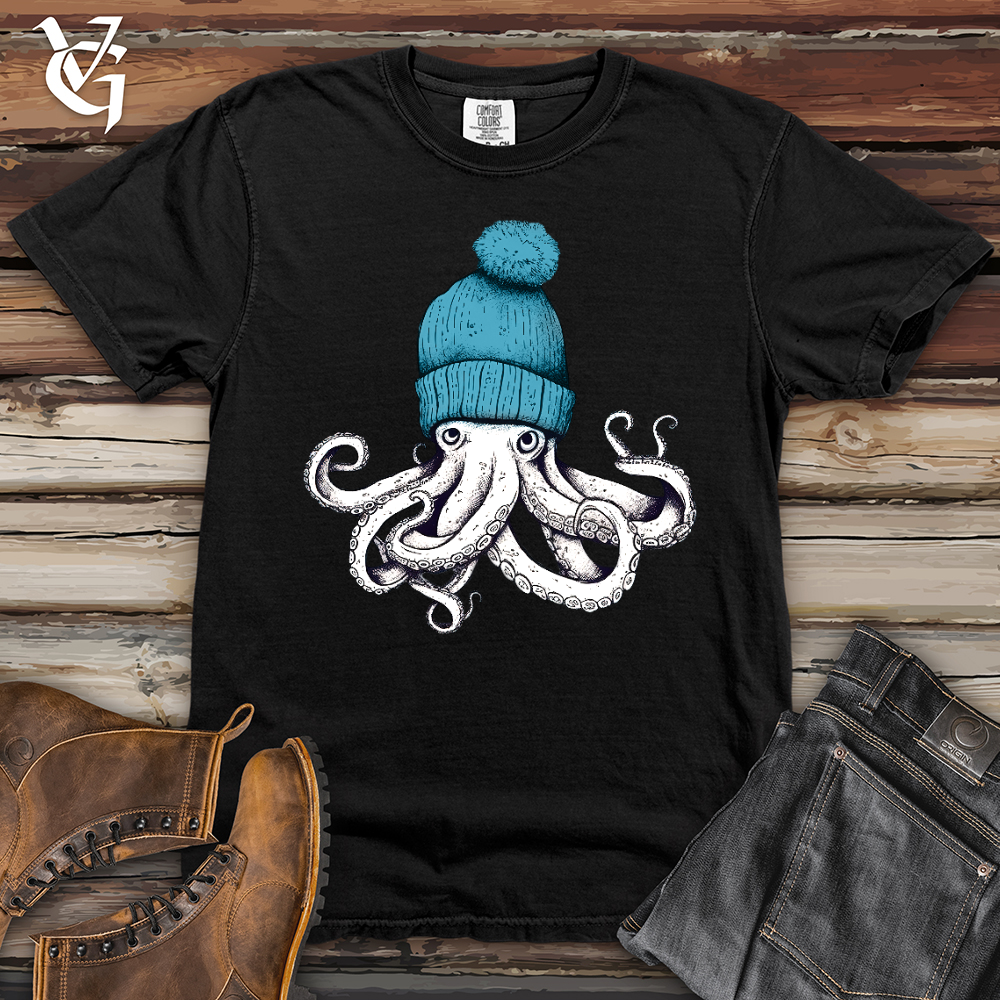 Viking Goods Octopus Wearing Beanie Heavy Cotton Comfort Colors Tee Black / L