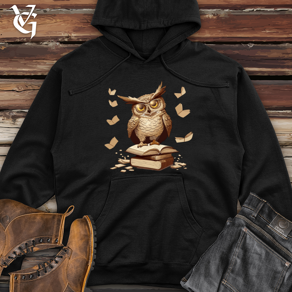 Viking Goods Owl Bookworm Adventure Midweight Hooded Sweatshirt Army / L