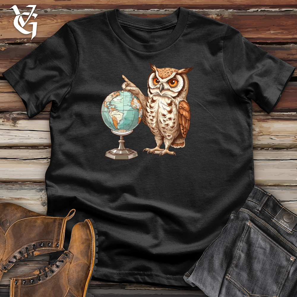 Viking Goods Owl Geographer Discovery Cotton Tee Black / L