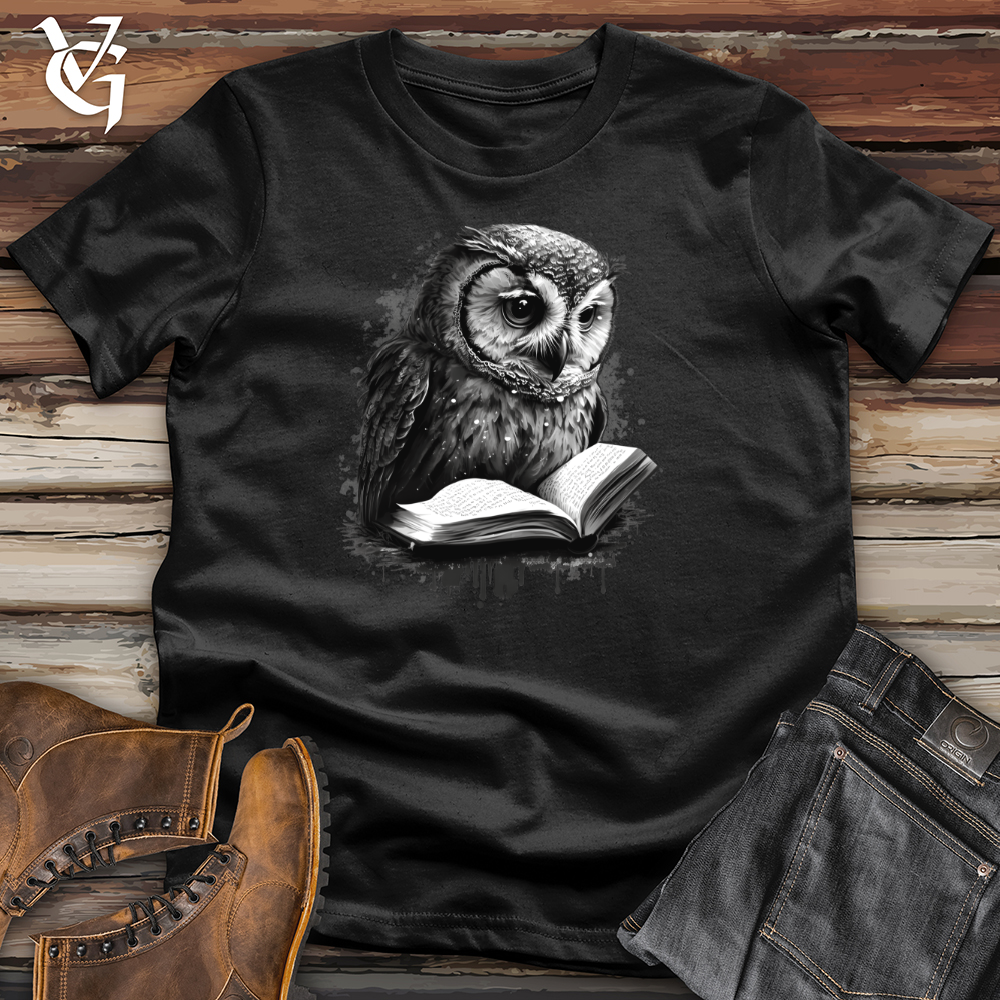 Viking Goods Owl Reading Book Tee Black / L