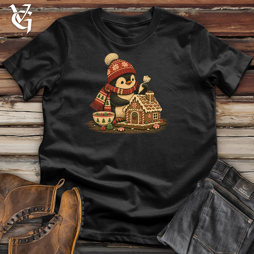 Viking Goods Penguin Gingerbread House Tee Black / L