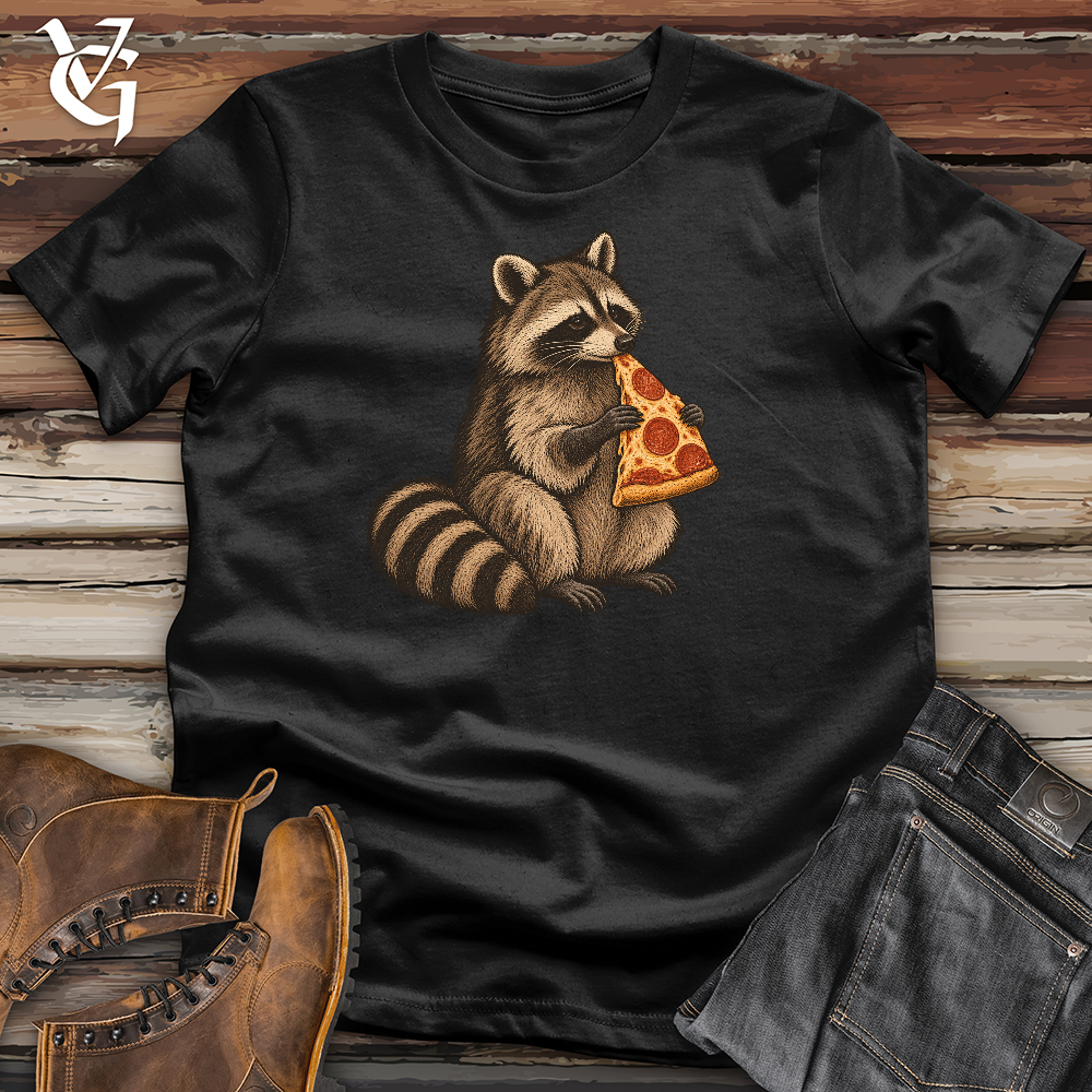 Viking Goods Raccoon Enjoying Pizza Softstyle Tee Black / L