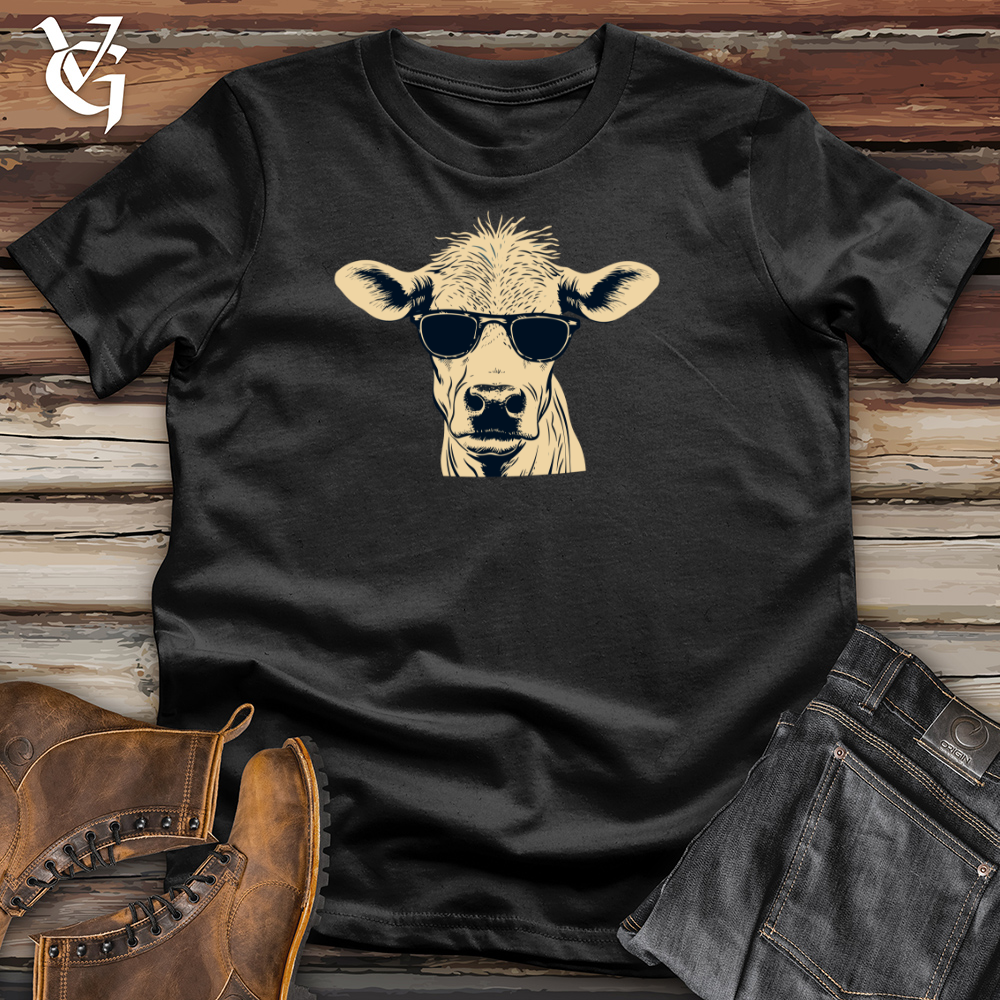 Viking Goods Retro Shades Cow 01 Cotton Tee Black / L