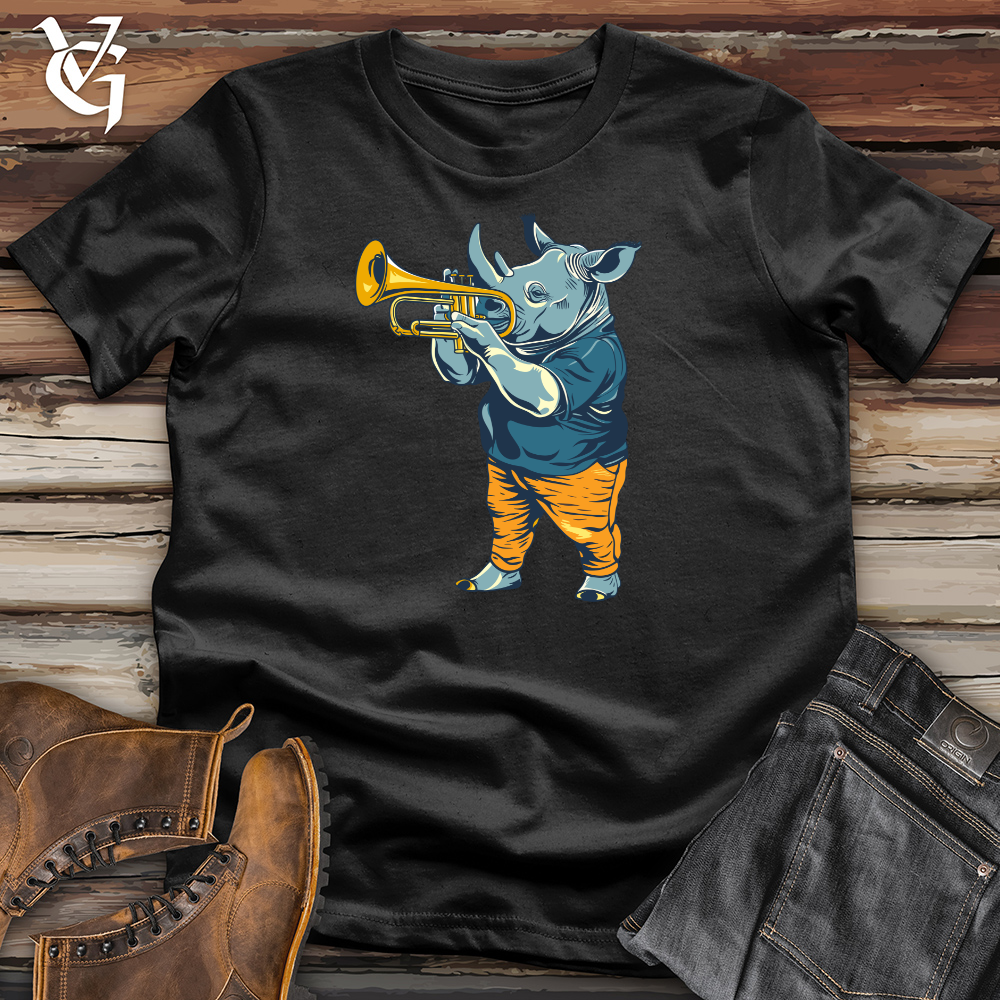 Viking Goods Rhino Playing Trumpet Cotton Tee Black / L
