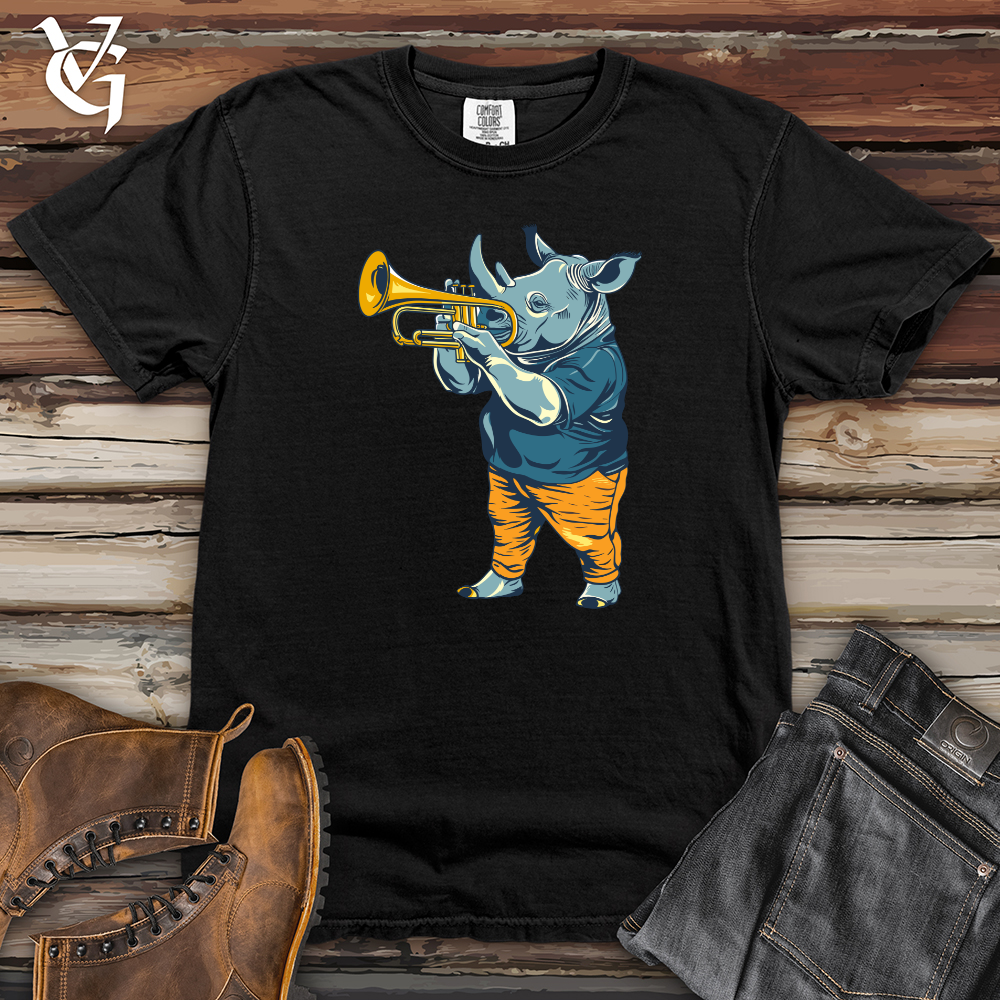 Viking Goods Rhino Playing Trumpet Heavy Cotton Comfort Colors Tee Black / L