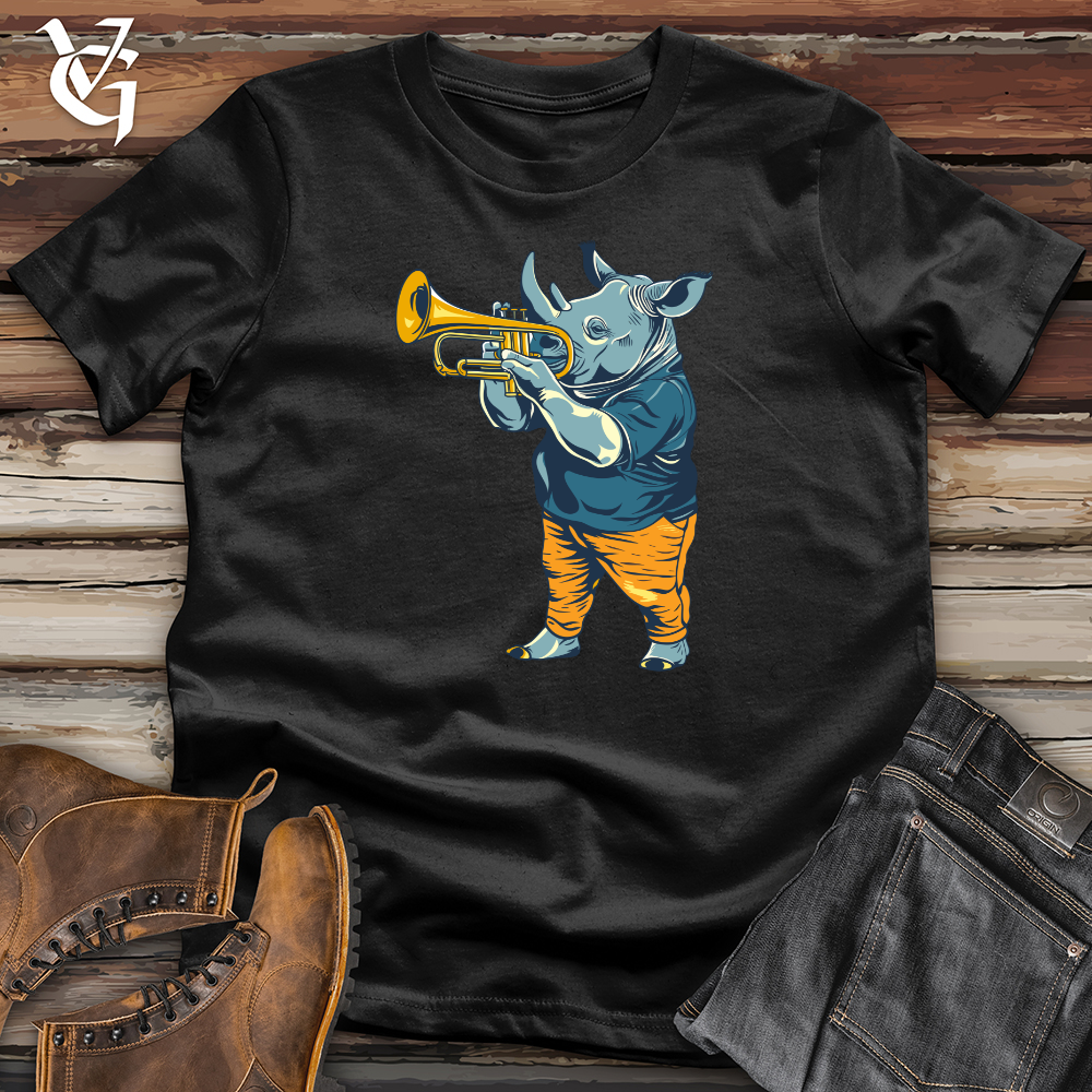 Viking Goods Rhino Playing Trumpet Softstyle Tee Black / L