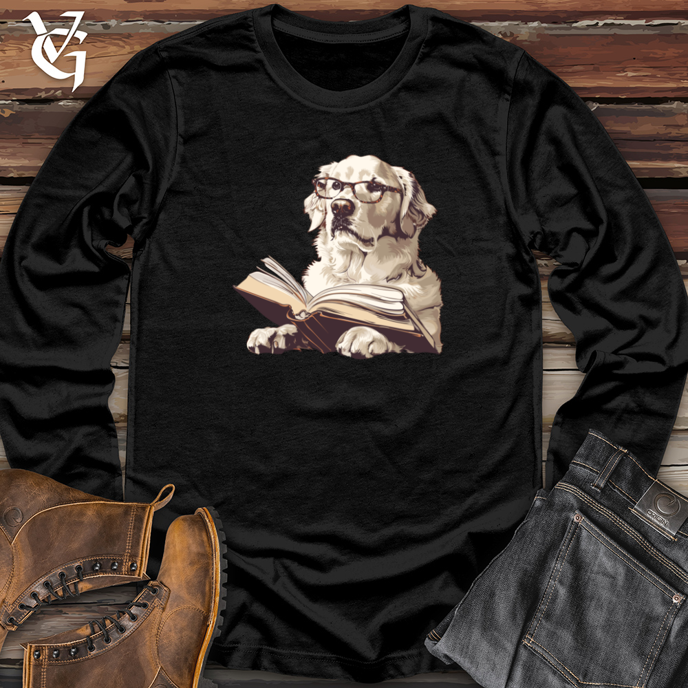 Viking Goods Scholarly Golden Retriever Bookmark Long Sleeve Black / L