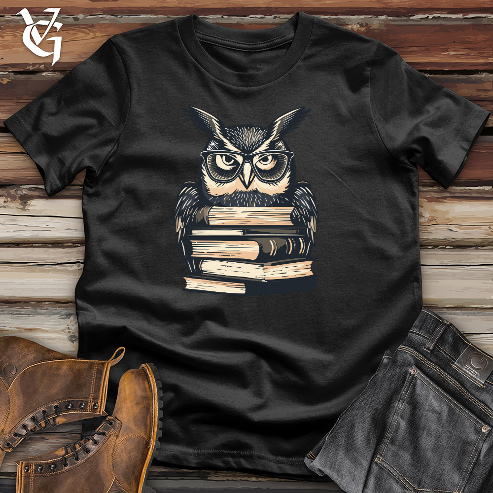 Viking Goods Scholarly Owl Librarian Cotton Tee Black / L
