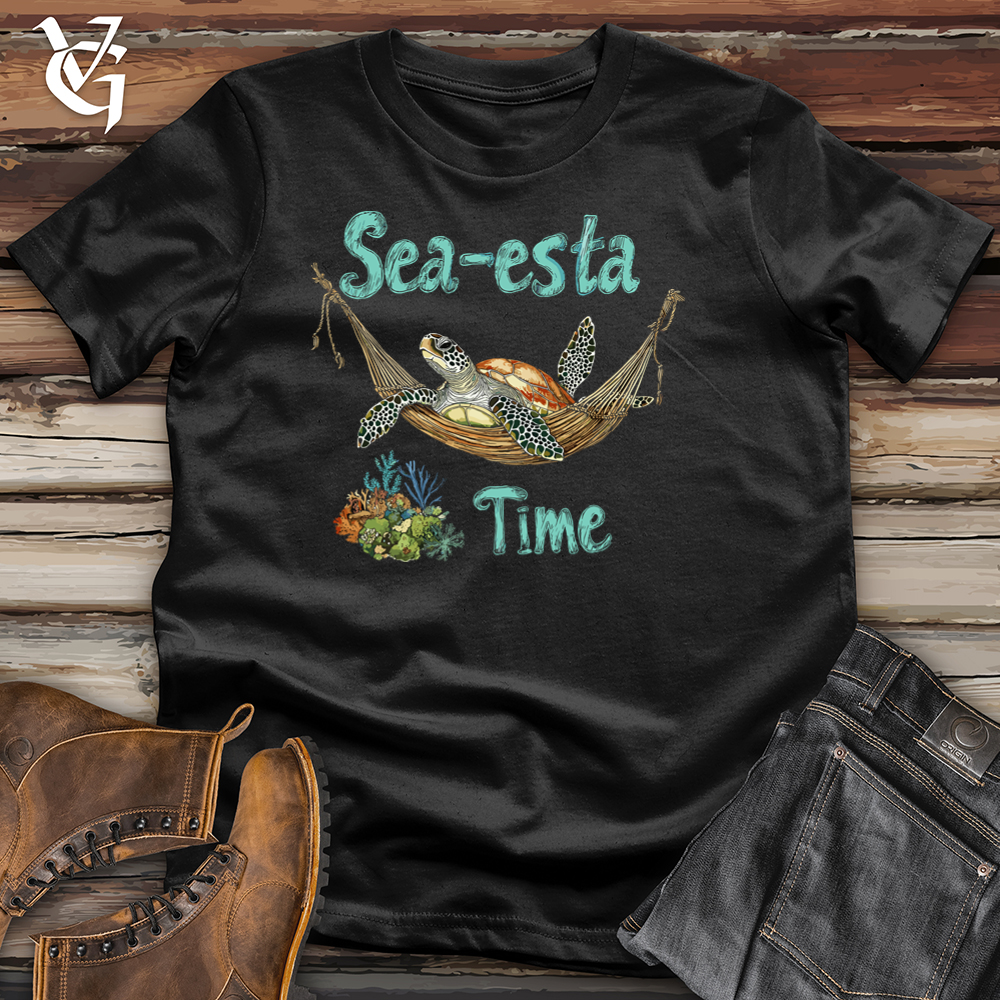 Viking Goods Sea-Esta Time Turtle Softstyle Tee Black / L
