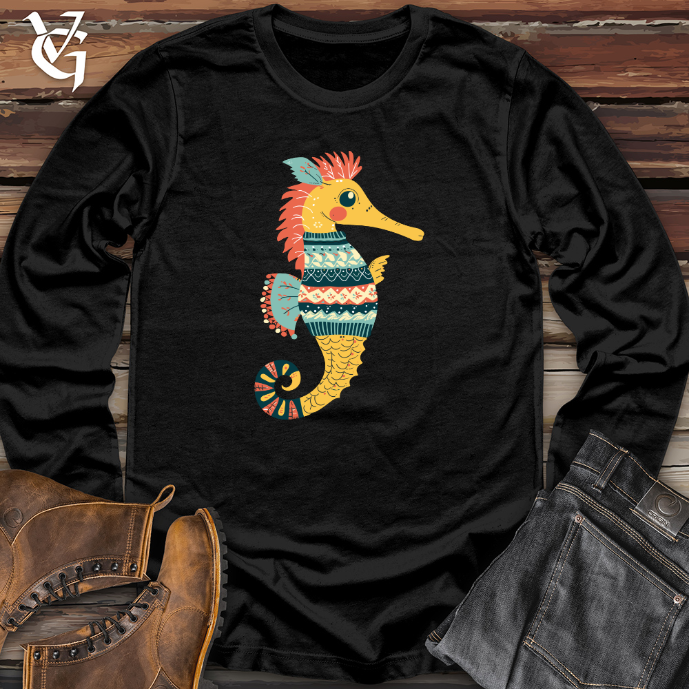 Viking Goods Seahorse Cozy Pattern Long Sleeve Black / L