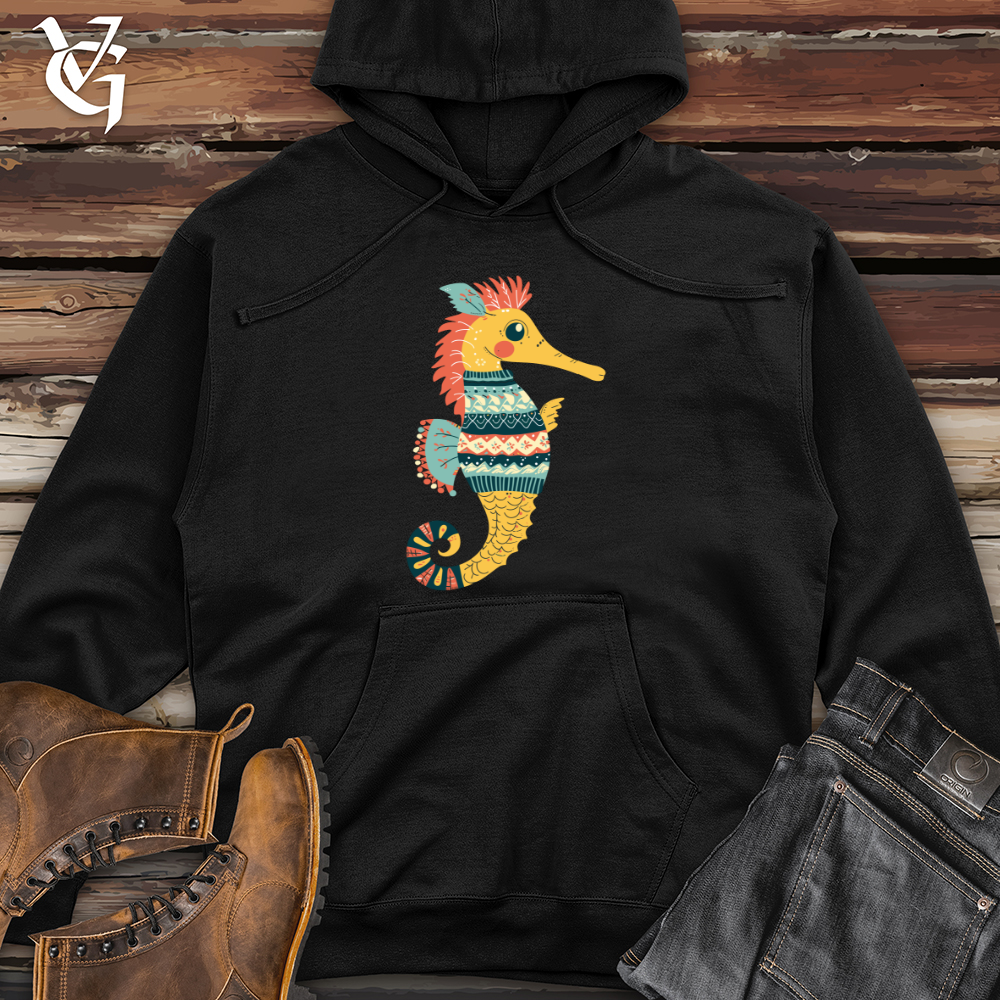 Viking Goods Seahorse Cozy Pattern Midweight Hooded Sweatshirt Black / L