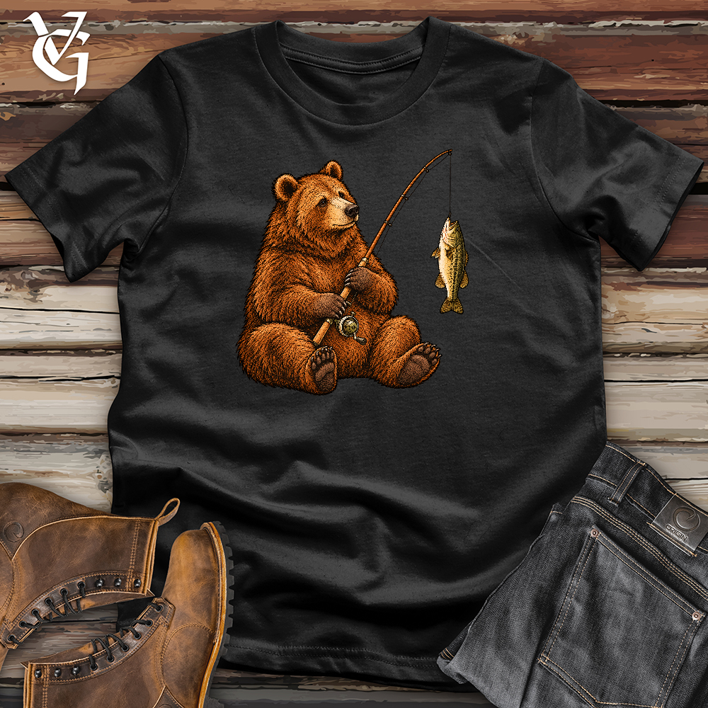 Viking Goods Seated Bear Fishing Softstyle Tee Black / L