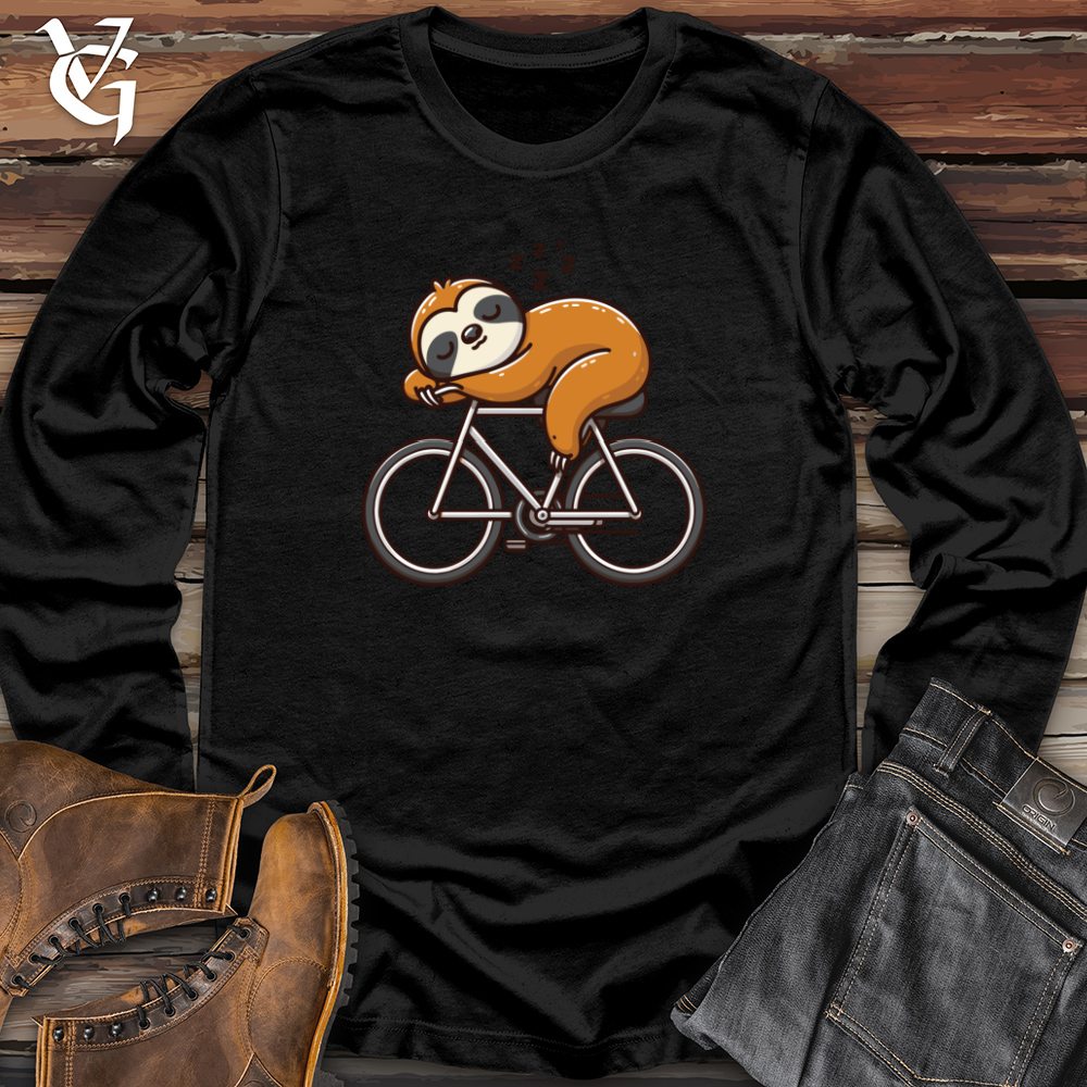 Viking Goods Sleepy Sloth Napping on Bicycle Long Sleeve Dark Grey / L