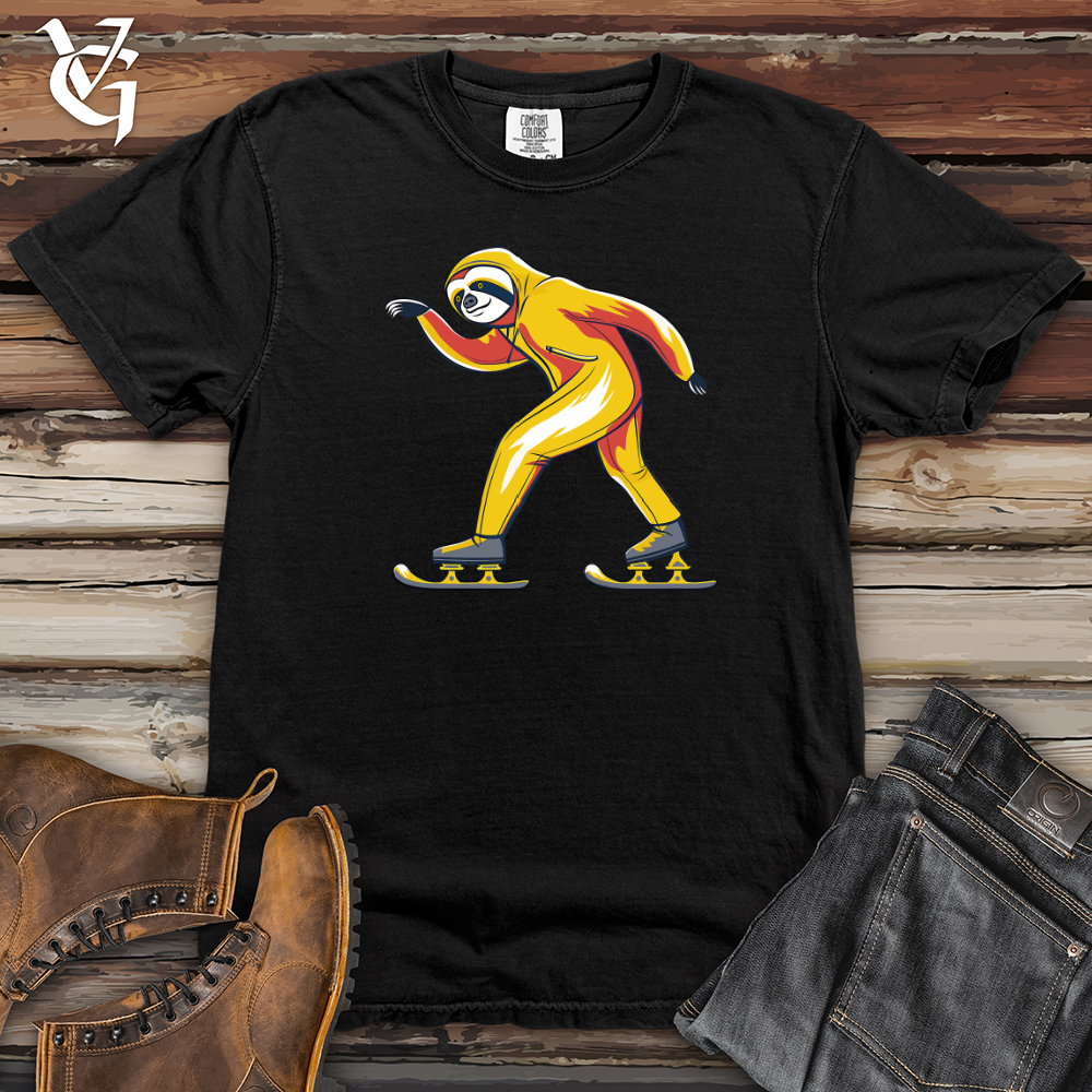 Viking Goods Sloth Ice Skating Heavy Cotton Comfort Colors Tee Black / L