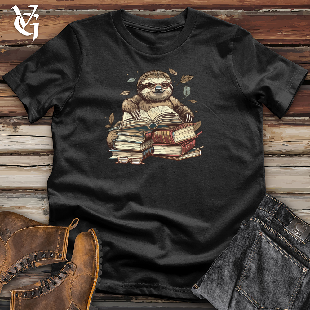 Viking Goods Sloth Librarian Wisdom Cotton Tee Black / L