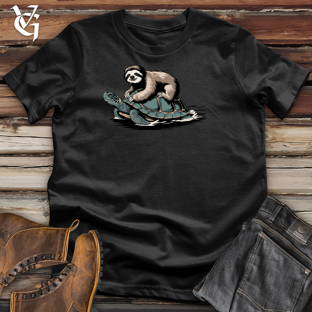 Viking Goods Sloth Riding Turtle Softstyle Tee Black / L