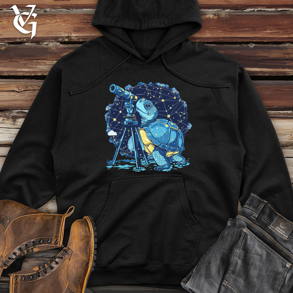 Viking Goods Stargazing Turtle Astronomer Midweight Hooded Sweatshirt Black / L