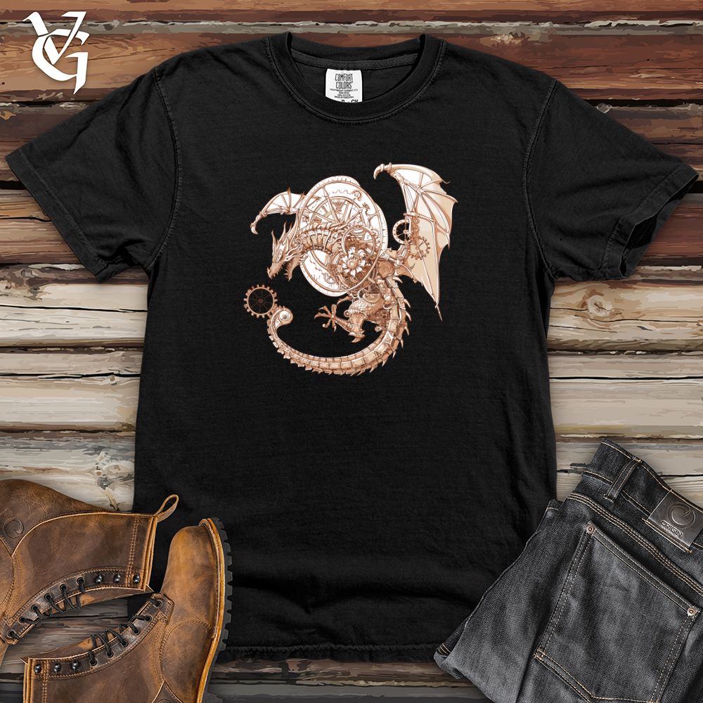 Viking Goods Steampunk Dragon Timepiece Heavy Cotton Comfort Colors Tee Black / L