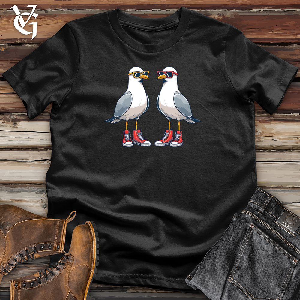 Viking Goods Two quirky Seagulls Softstyle Tee Black / L