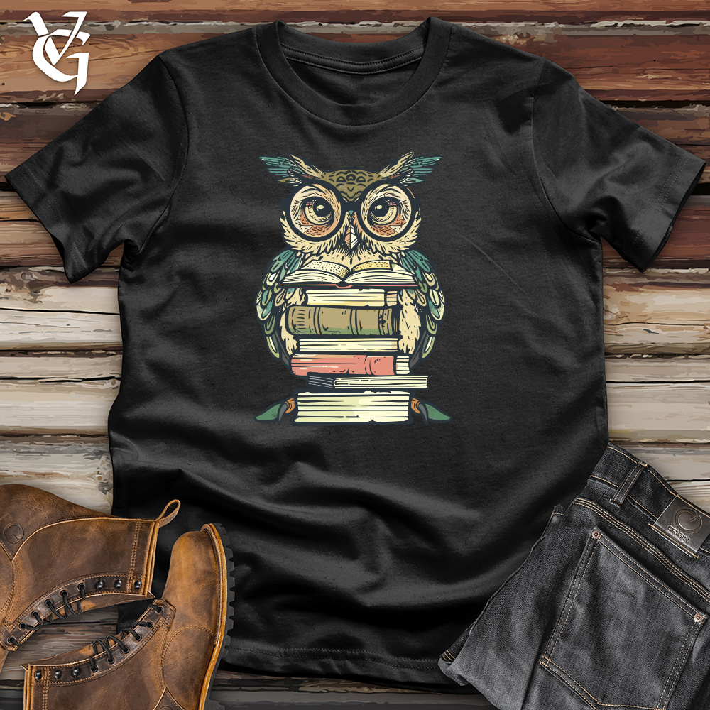 Viking Goods Wise Librarian Owl Cotton Tee Black / L