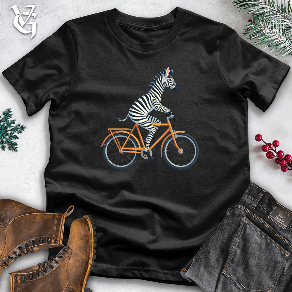 Viking Goods Zebra Riding Bicycle Softstyle Tee Black / L