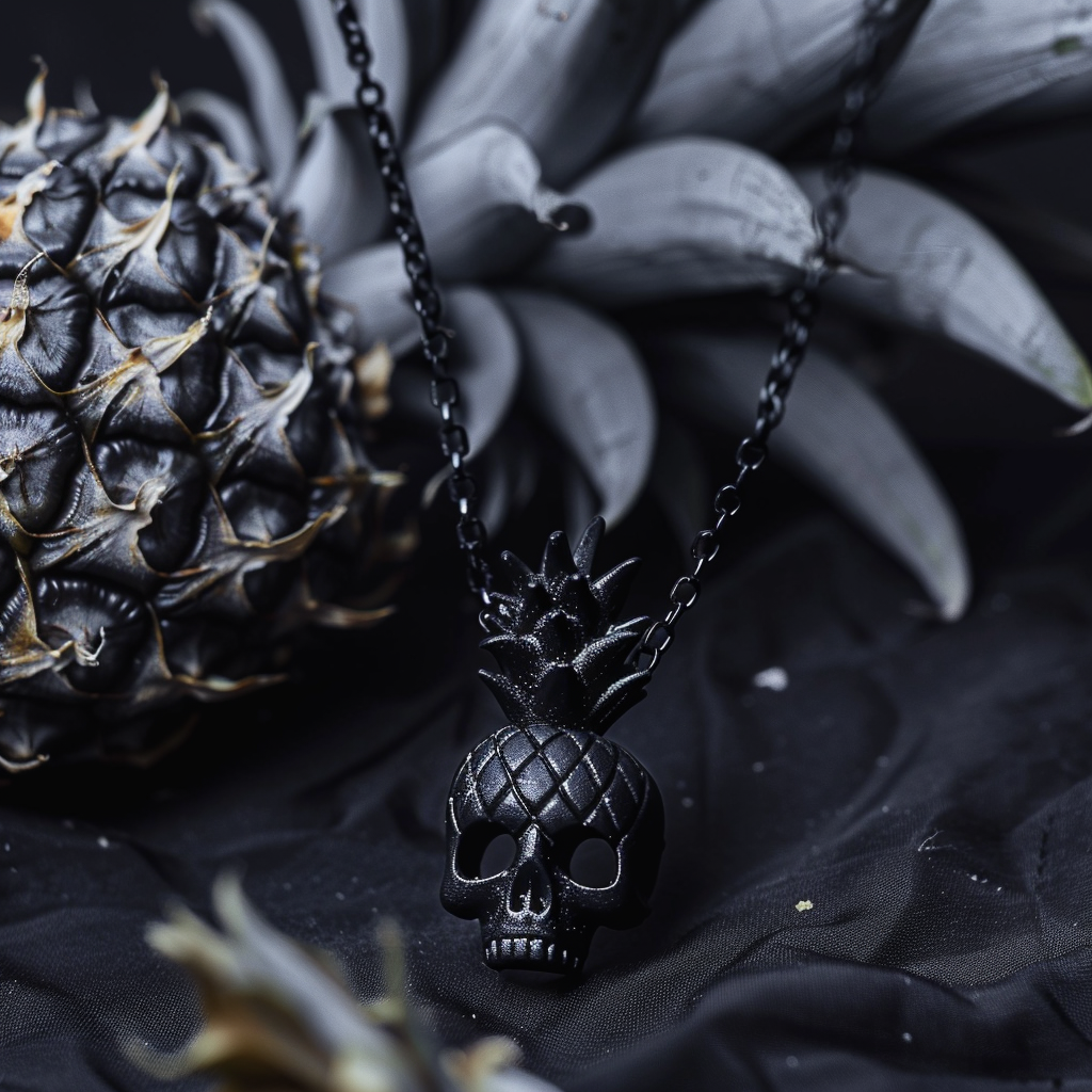 Viking Goods Black Pineapple Skull Necklace