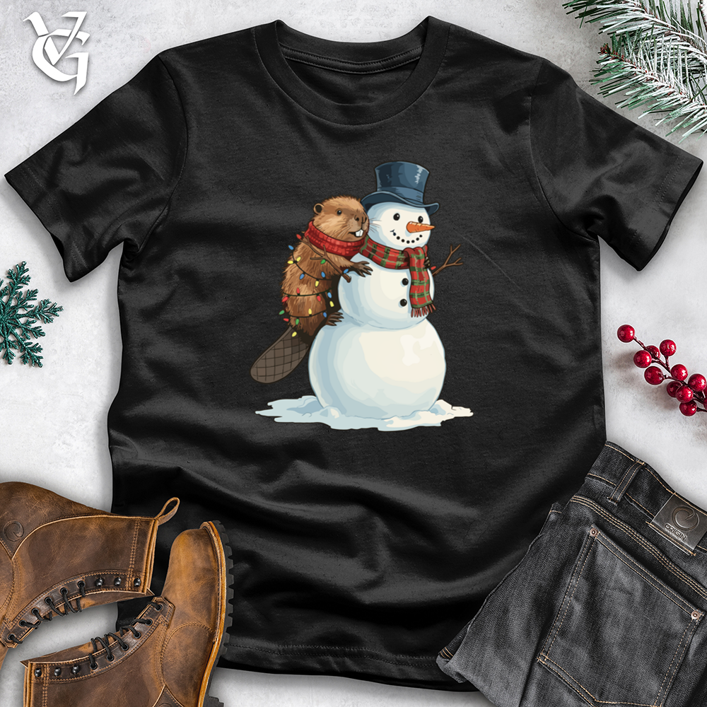 Viking Goods Beaver With Snowman Tee Black / S