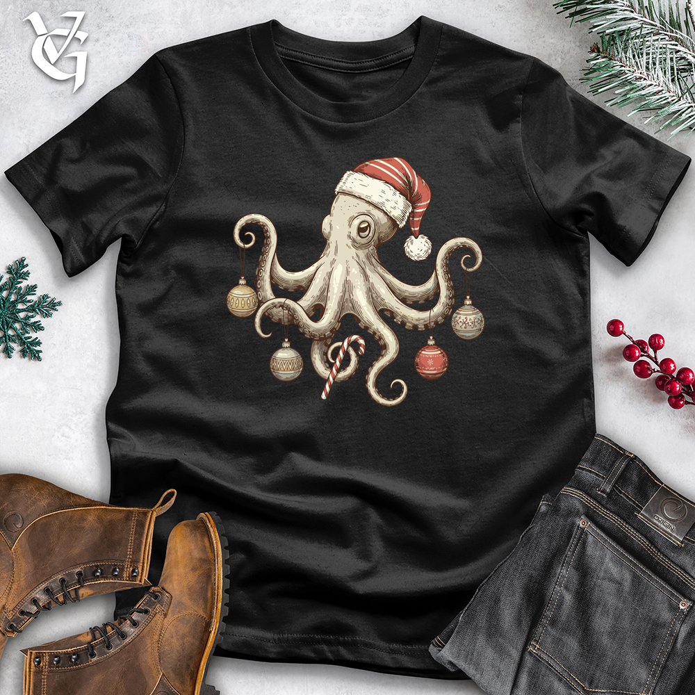 Viking Goods Christmas Octopus Softstyle Tee Black / S