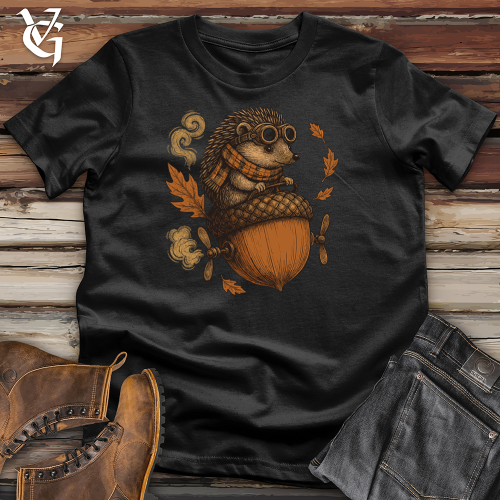 Viking Goods Hedgehog Acorn Helicopter Softstyle Tee Black / S