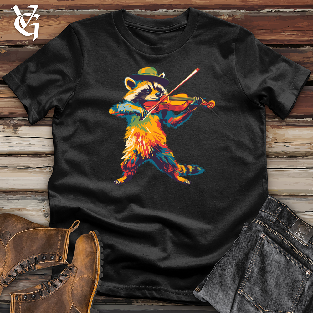 Viking Goods Hipster Raccoon Violinist Softstyle Tee Black / S