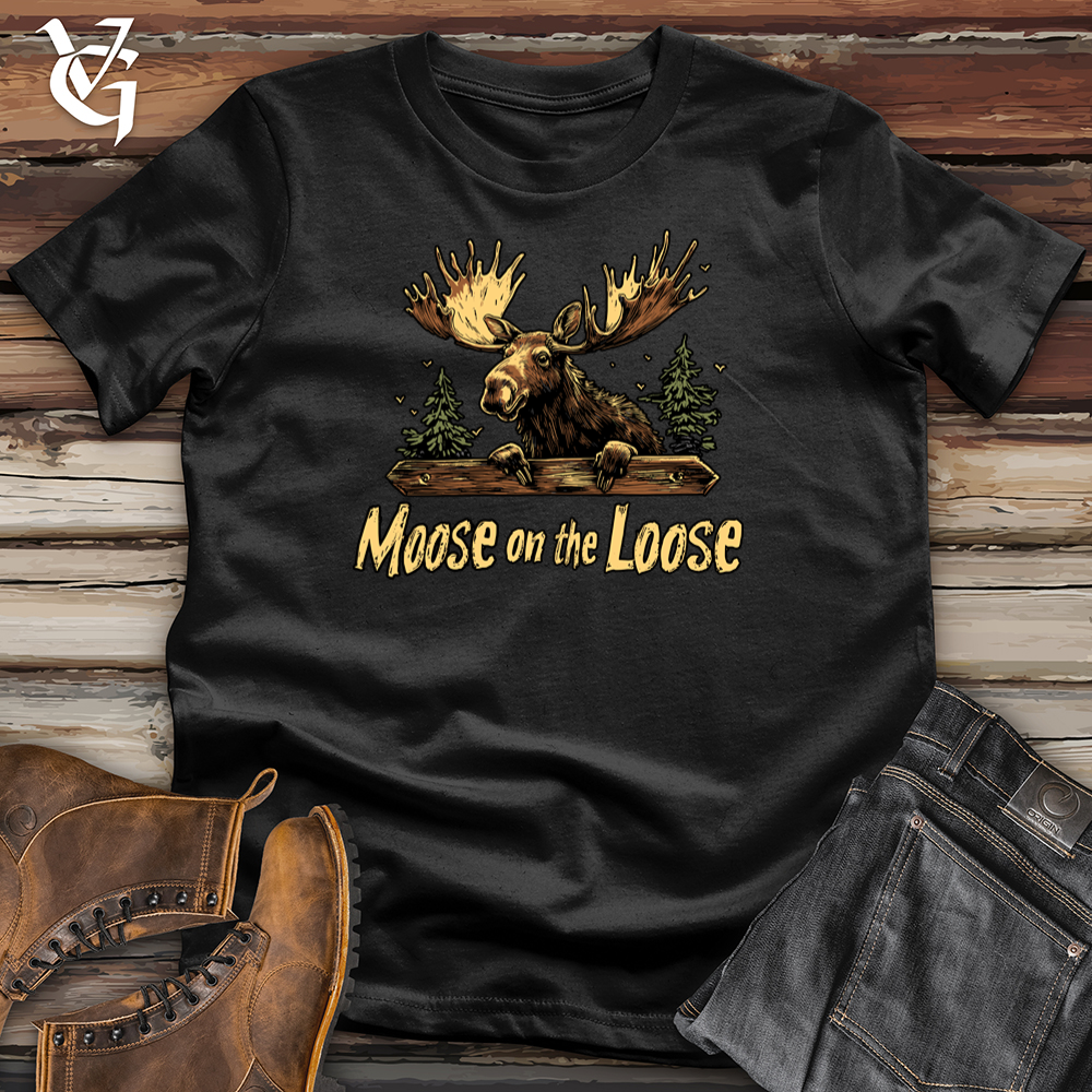Viking Goods Moose On The Loose Softstyle Tee Black / S