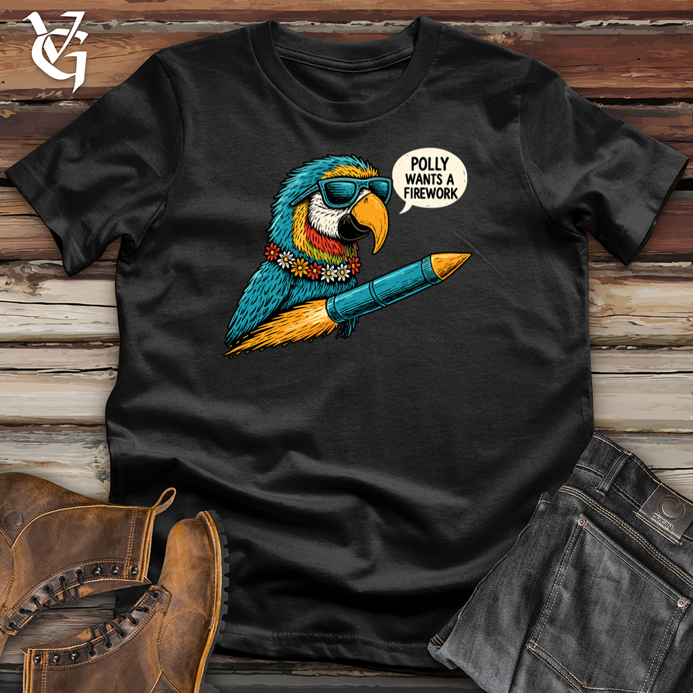Viking Goods Polly Parrot Firework Softstyle Tee Black / S
