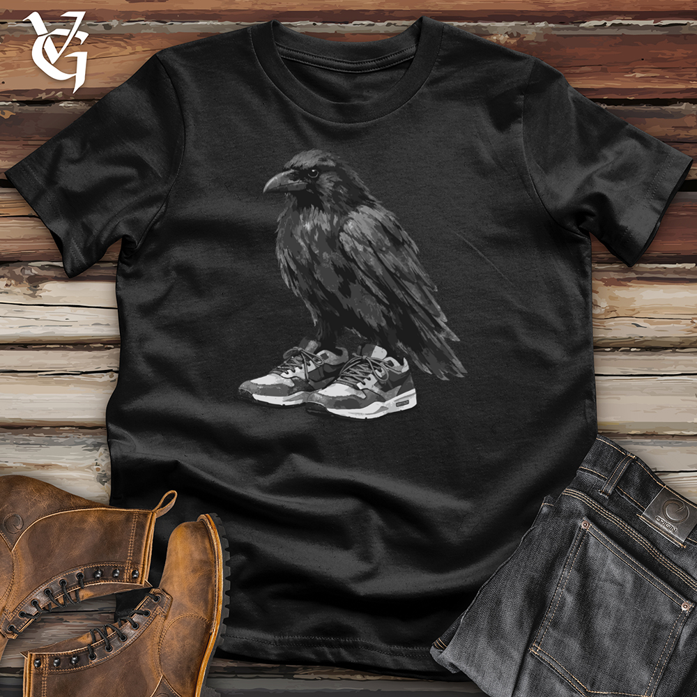 Viking Goods Raven Wearing Shoes Softstyle Tee Black / S