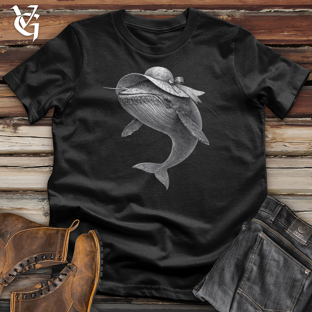 Viking Goods Whale in a Sun Hat Softstyle Tee Black / S