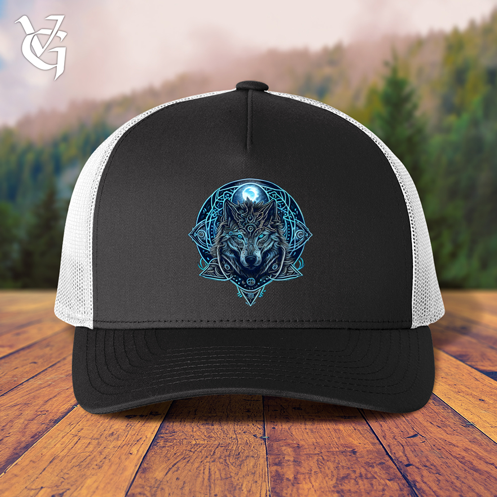 Viking Goods Celtic Fenrir Wolf Trucker Cap Black/ White