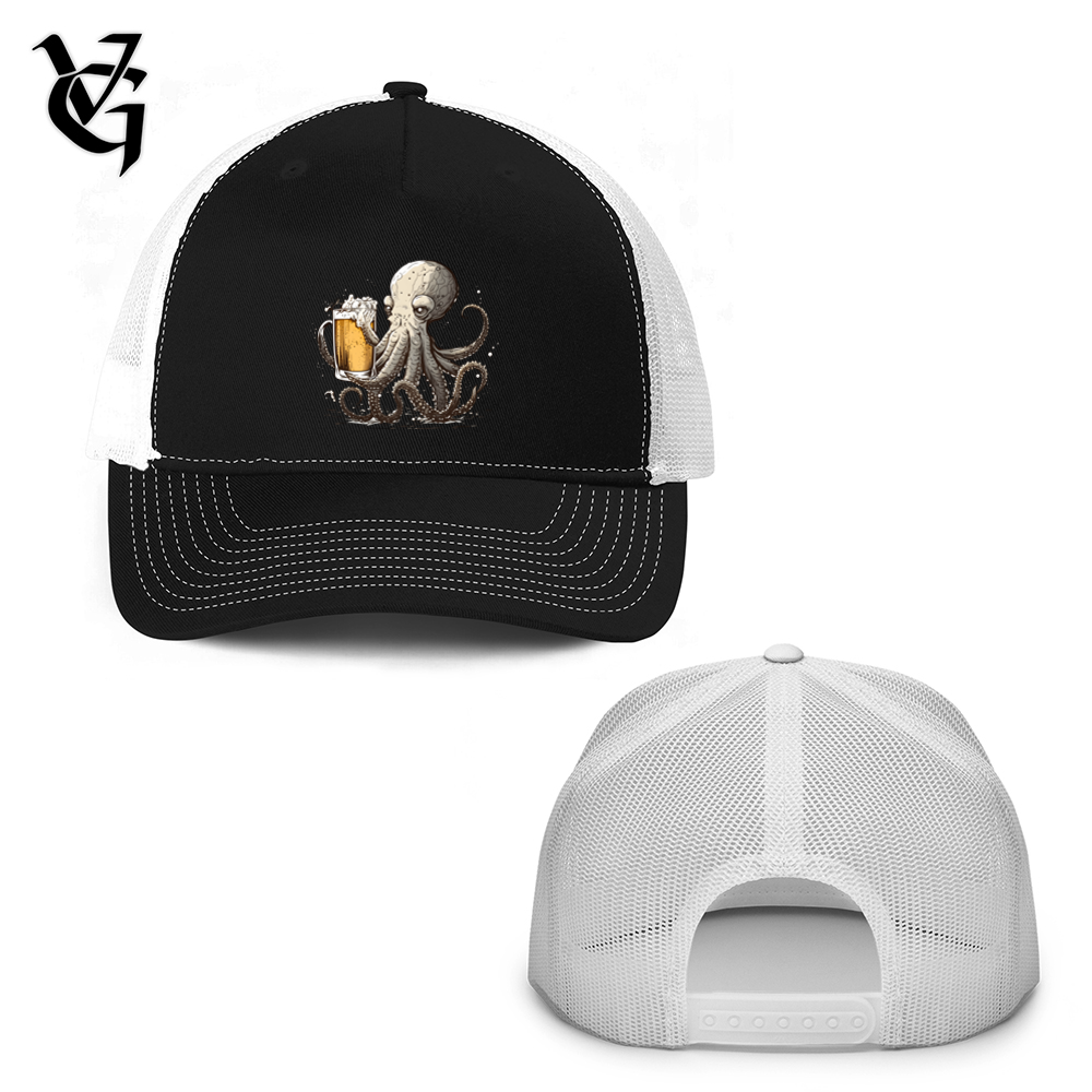 Viking Goods Octopus Happy Hour Trucker Hat Black/ White