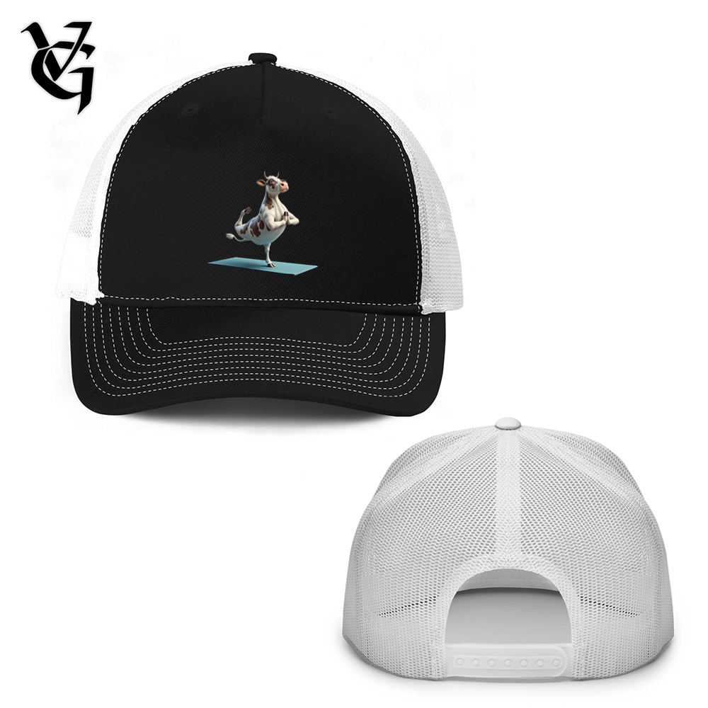Viking Goods Yoga Cow Trucker Hat Black/ White