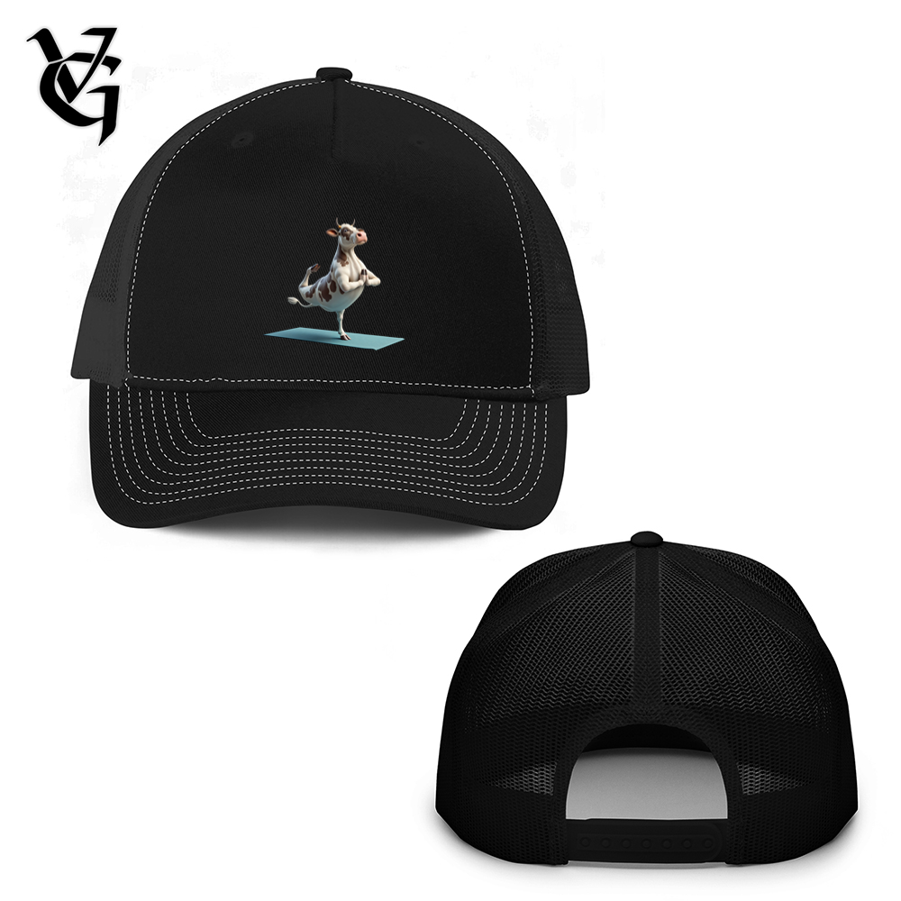 Viking Goods Yoga Cow Trucker Hat Black