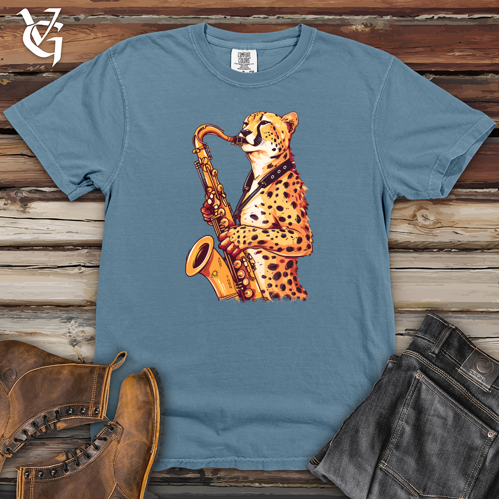 Viking Goods Cheetah Saxophone Groove Heavy Cotton Comfort Colors Tee Blue Jean / L