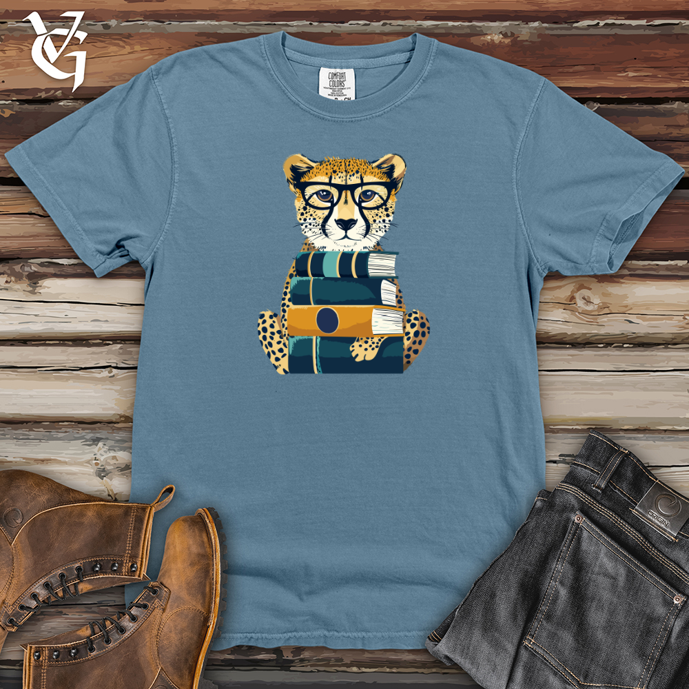 Viking Goods Cheetah Scholar Stack Heavy Cotton Comfort Colors Tee Blue Jean / L